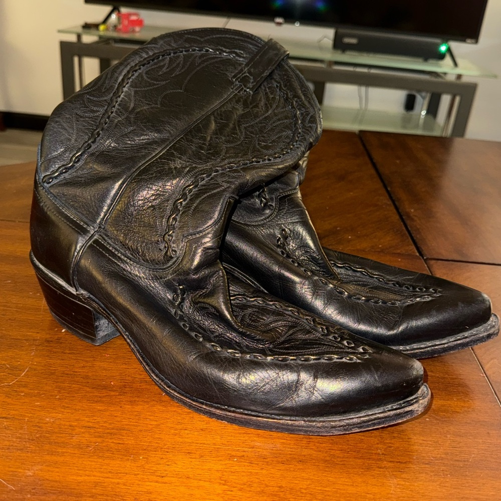 Black Leather Western Boots